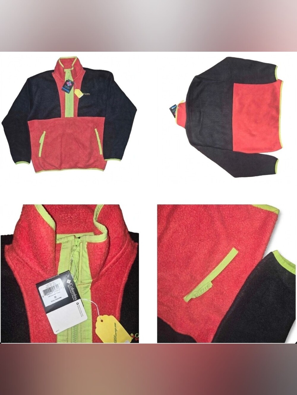 Rare Columbia Colorblock Fleece Pullover Men’s M NWT Neon 90s Y2K Style